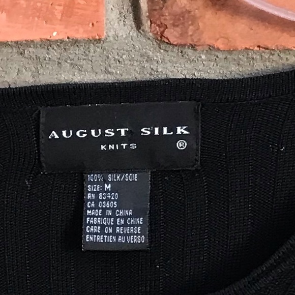 August Silk Ribbed 100% Silk Knit Sweater Top Stretch Crew Stripes Rainbow Black - Picture 11 of 11